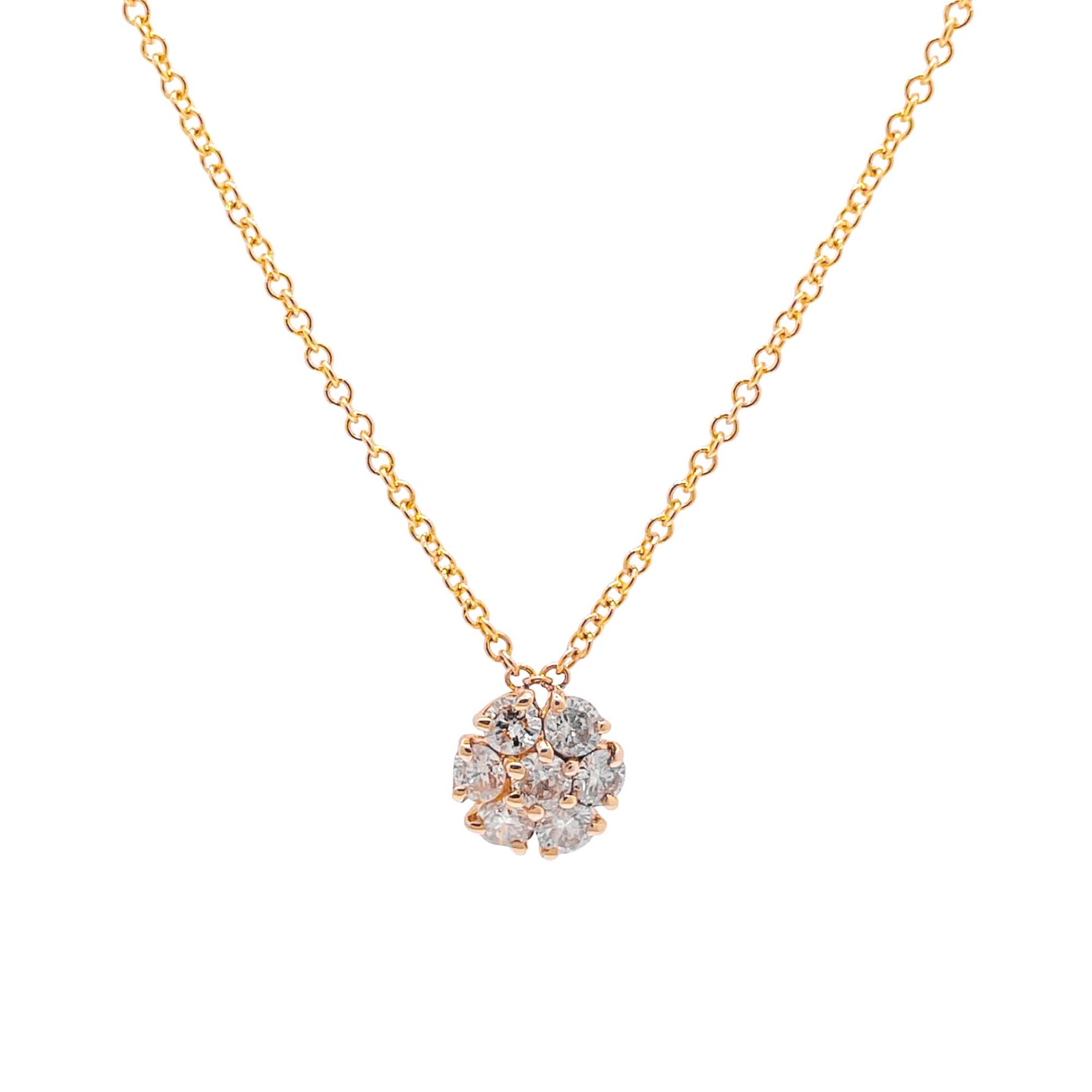 Jay Feder 14k Yellow Gold Diamond Cluster Pendant Necklace