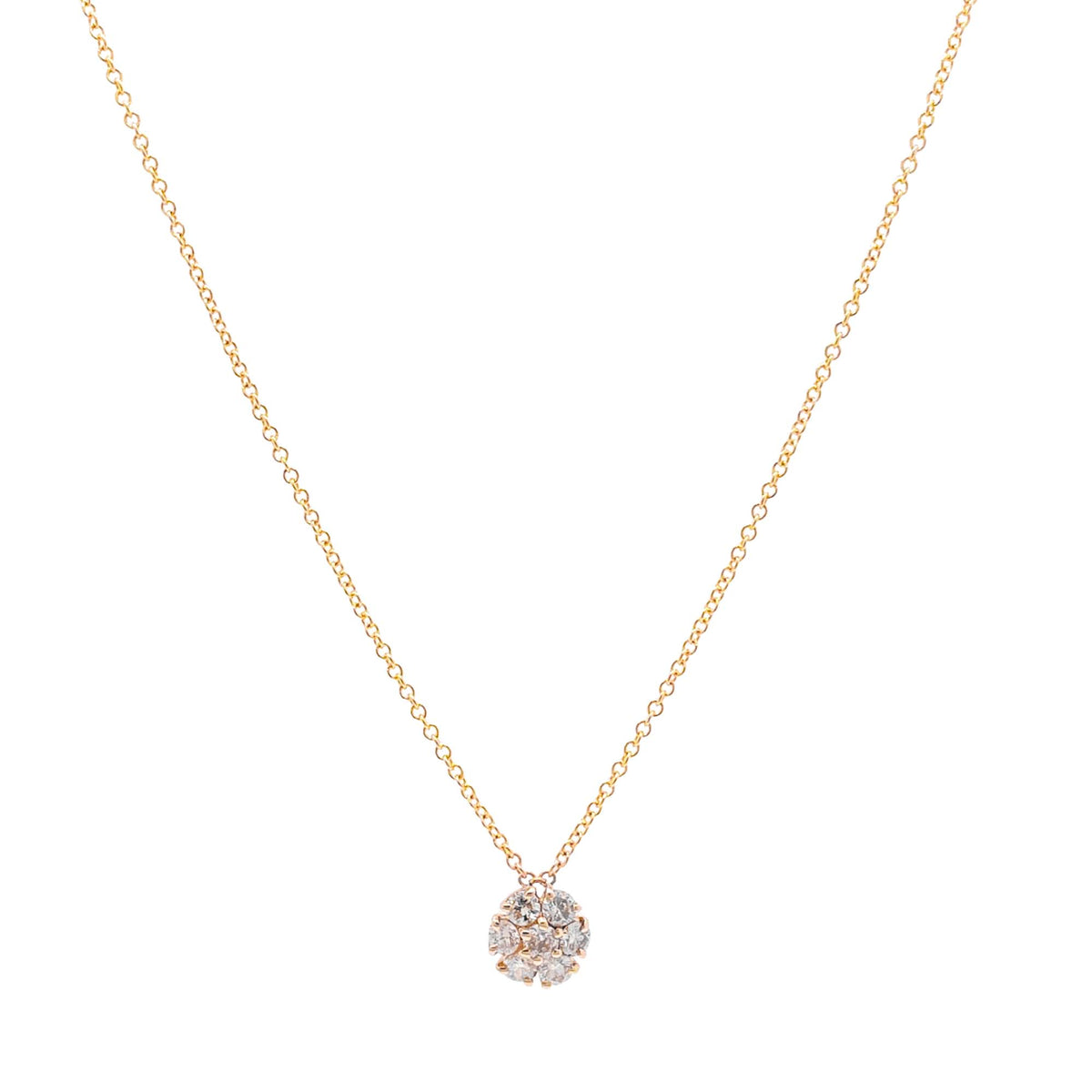 Jay Feder 14k Yellow Gold Diamond Cluster Pendant Necklace