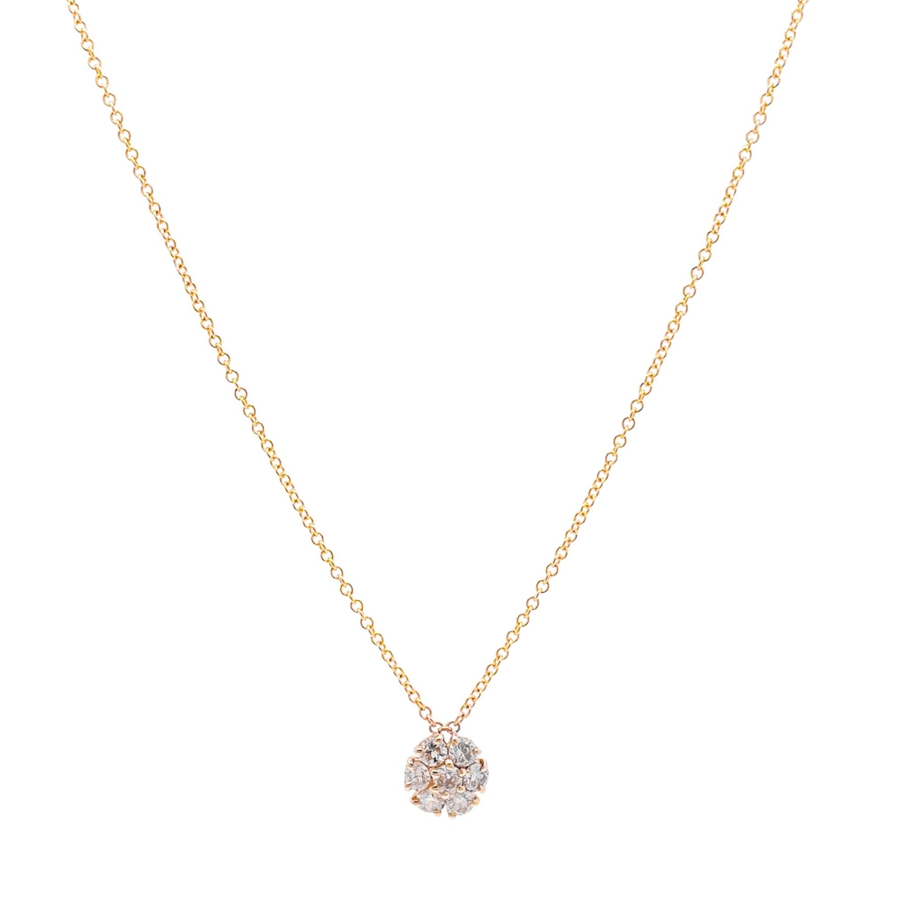 Jay Feder 14k Yellow Gold Diamond Cluster Pendant Necklace