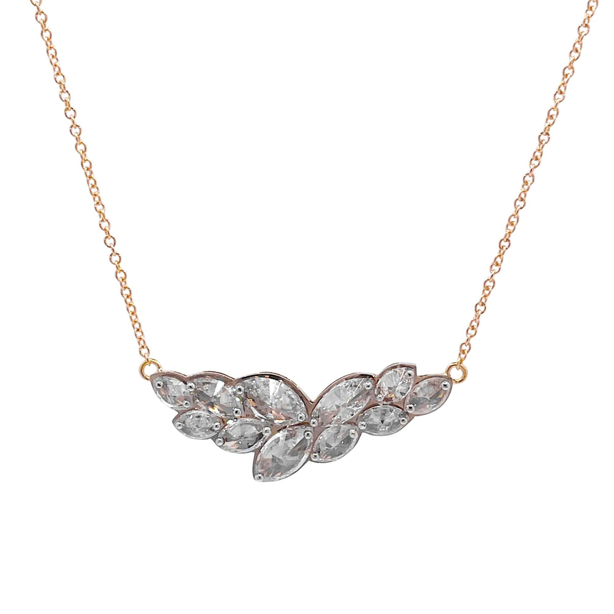 Jay Feder 18k Yellow Gold/Platinum inverted Diamond Pendant Necklace