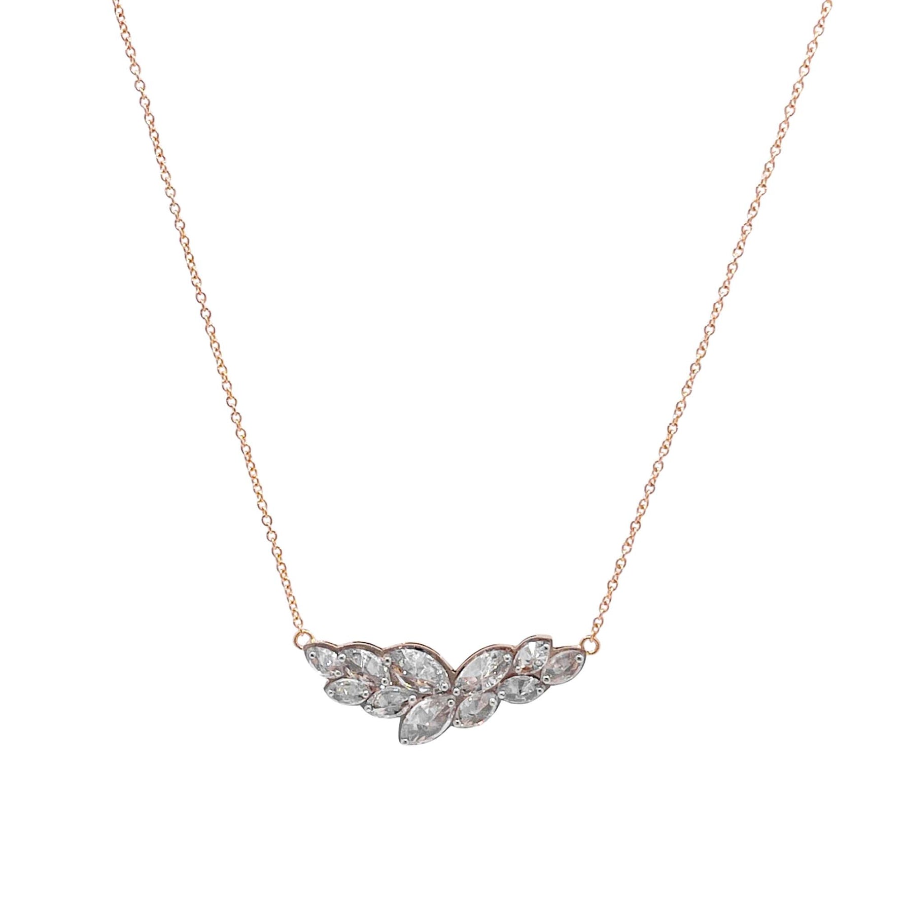 Jay Feder 18k Yellow Gold/Platinum inverted Diamond Pendant Necklace