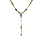 JAY FEDER 18K YELLOW GOLD MULTISTONE LARIAT NECKLACE