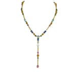 JAY FEDER 18K YELLOW GOLD MULTISTONE LARIAT NECKLACE