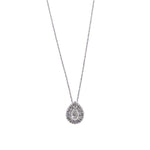 Jay Feder 14k White Gold Pear Shaped Diamond Halo Pendant Necklace