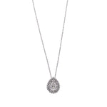 Jay Feder 14k White Gold Pear Shaped Diamond Halo Pendant Necklace