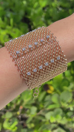 JAY FEDER 14K YELLOW GOLD DIAMOND MESH WIDE BRACELET