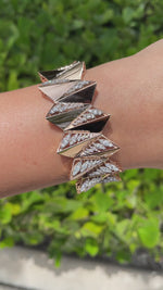 Jay Feder 18k Rose Gold Diamond Wide Bangle Bracelet