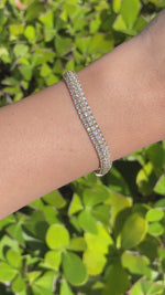 Jay Feder 14k Yellow Gold Diamond 3 Row Tennis Bracelet