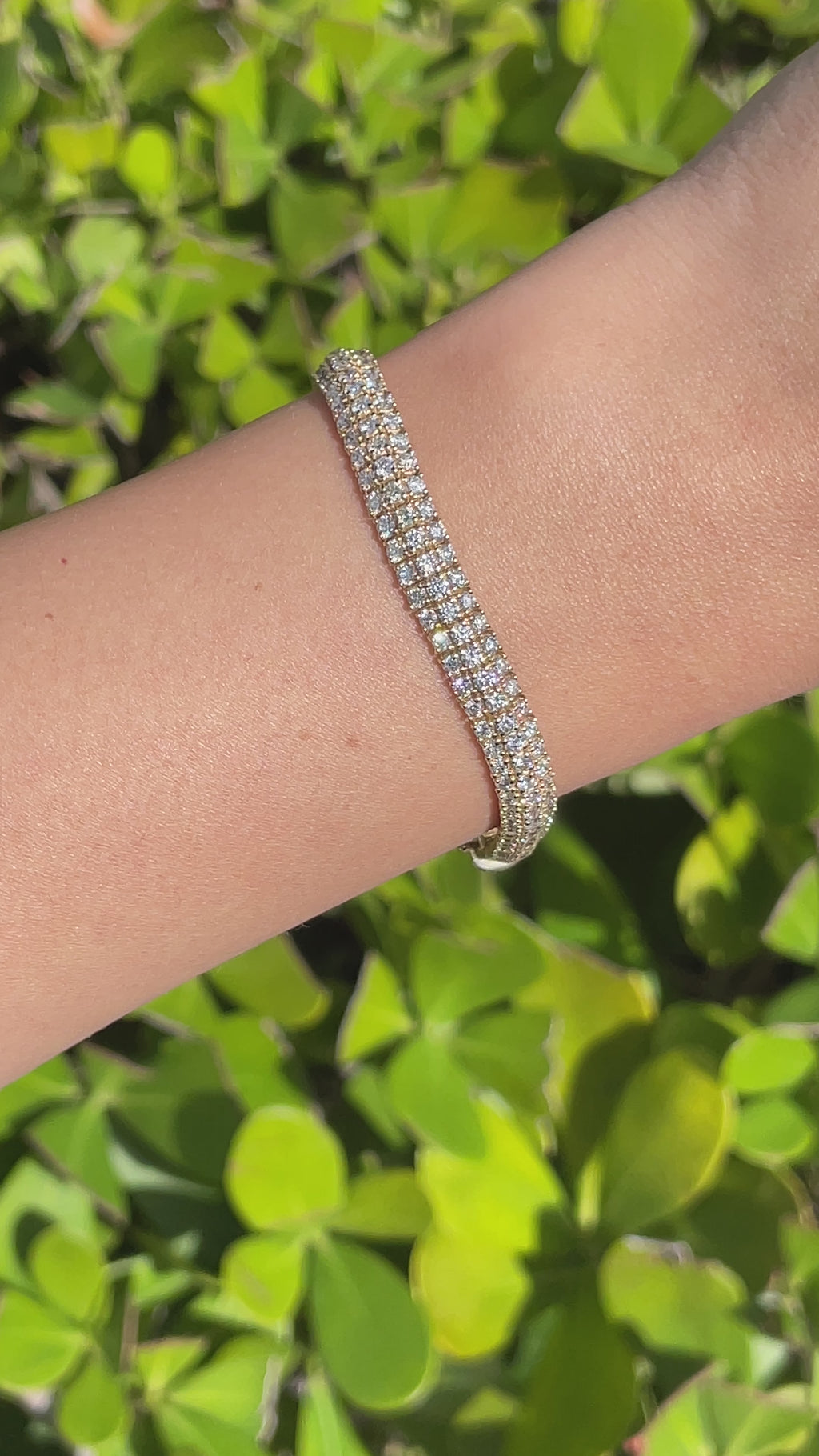 Jay Feder 14k Yellow Gold Diamond 3 Row Tennis Bracelet