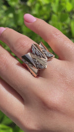 Jay Feder 18k Rose Gold Diamond Wide Cocktail Ring