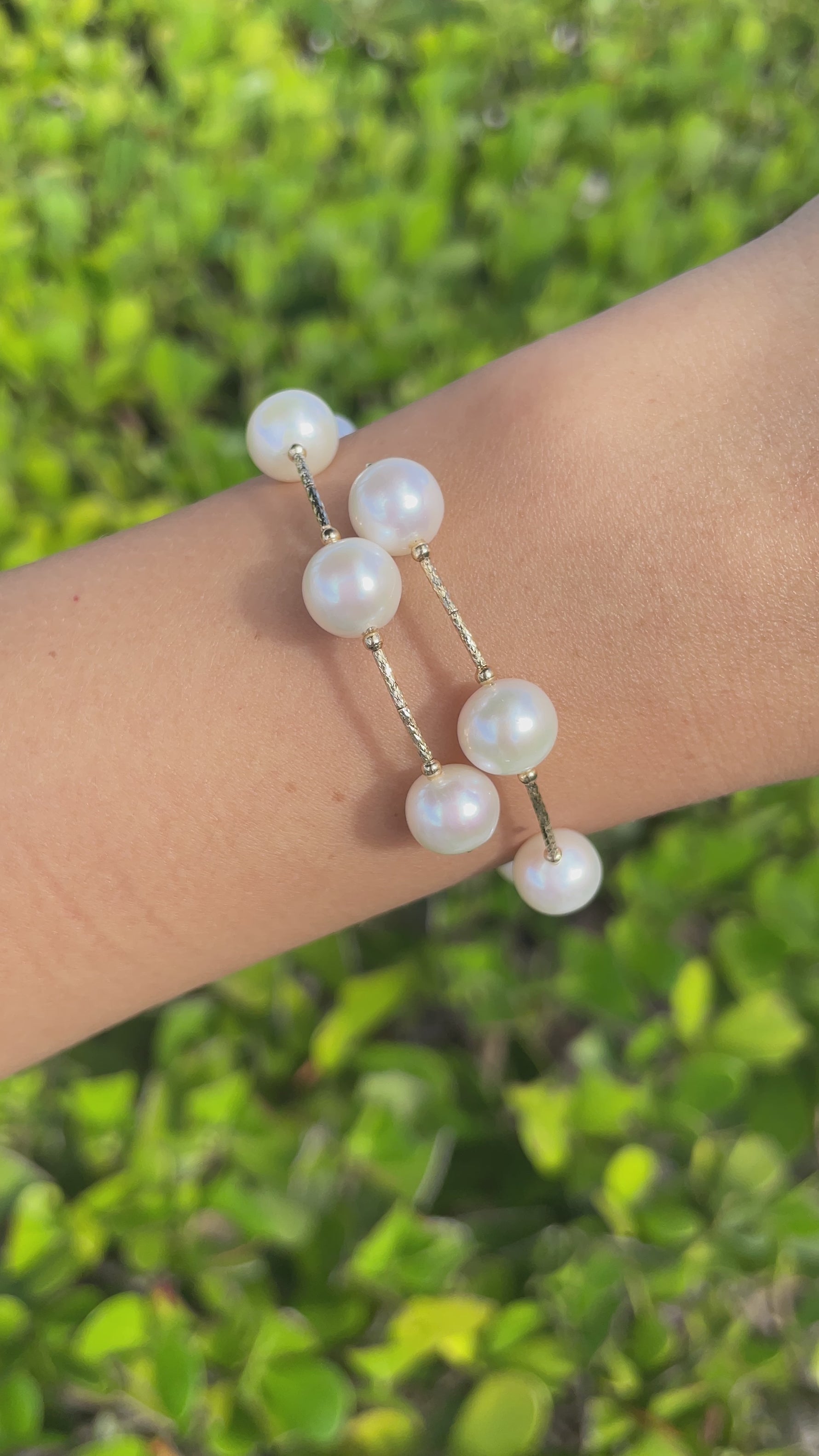 Jay Feder 18k Yellow Gold Pearl Tube Wrap Bangle Bracelet