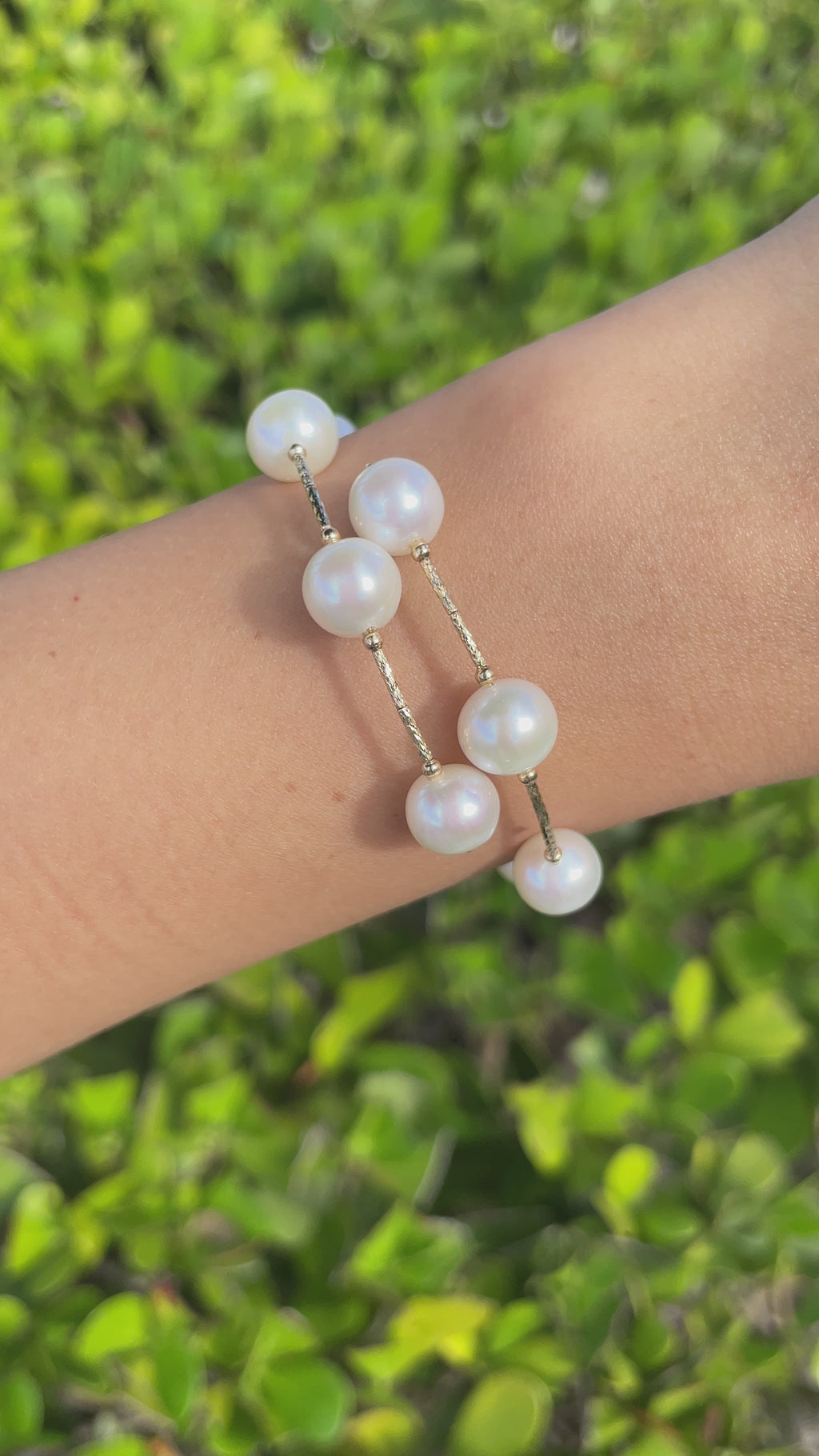 Jay Feder 18k Yellow Gold Pearl Tube Wrap Bangle Bracelet