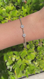 Jay Feder 18k Yellow Gold Diamond 2 Flower Cluster Bangle Bracelet