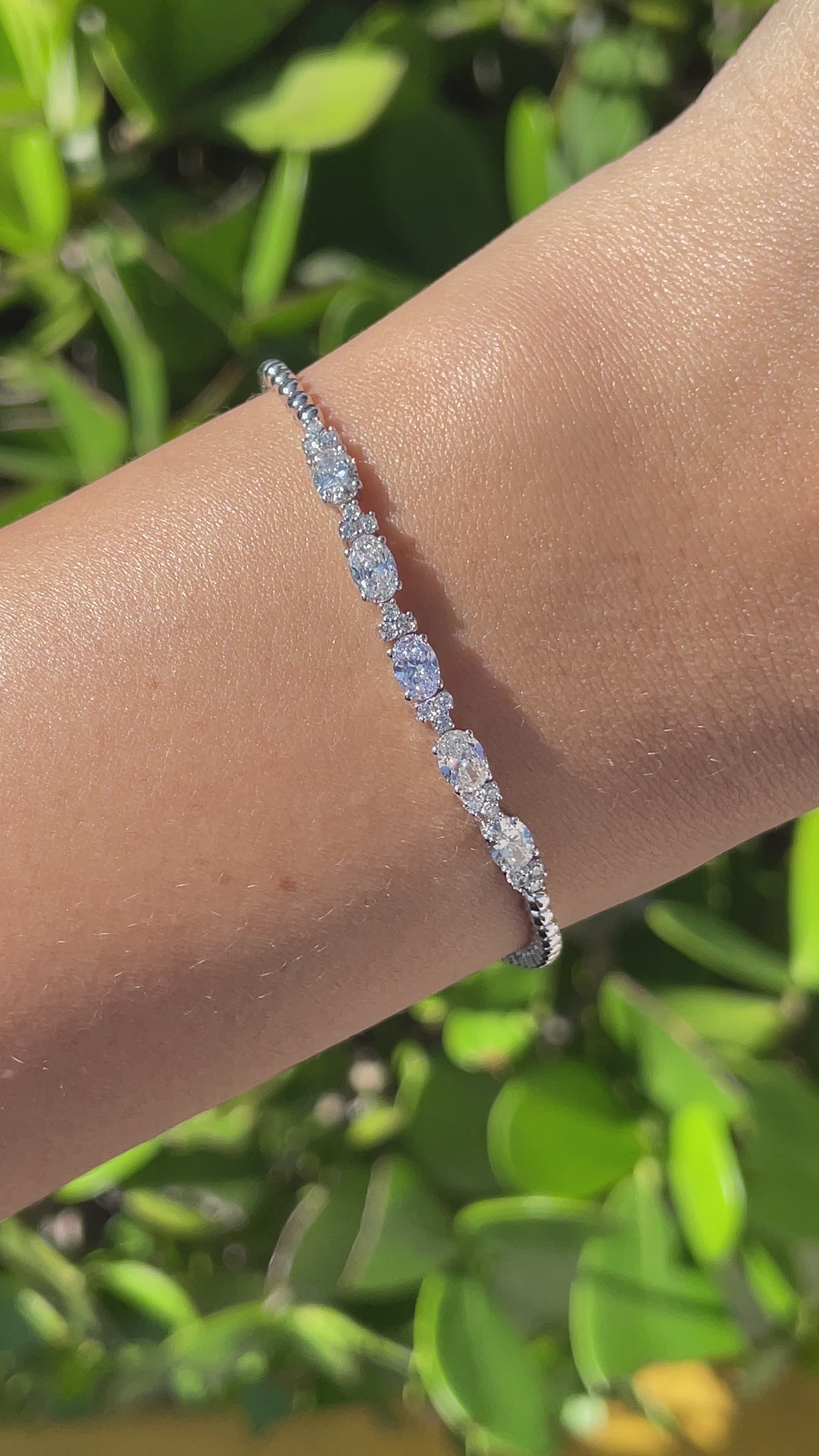 Jay Feder 14k White Gold Oval Diamond Bead Bracelet