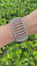 JAY FEDER 18K WHITE GOLD DIAMOND BEZEL SET WIDE BRACELET