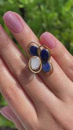 JAY FEDER 18K YELLOW GOLD LAPIS LAZULI DIAMOND RING