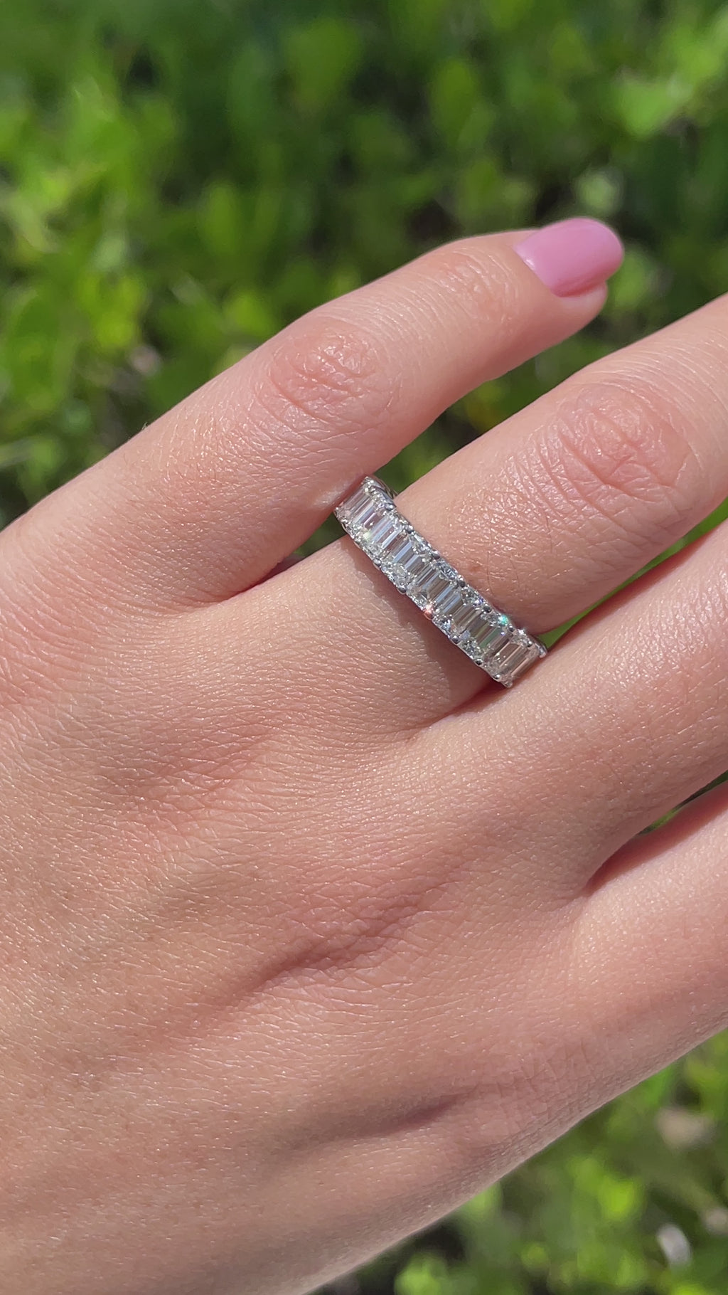 JAY FEDER PLATINUM EMERALD CUT DIAMOND ETERNITY BAND RING