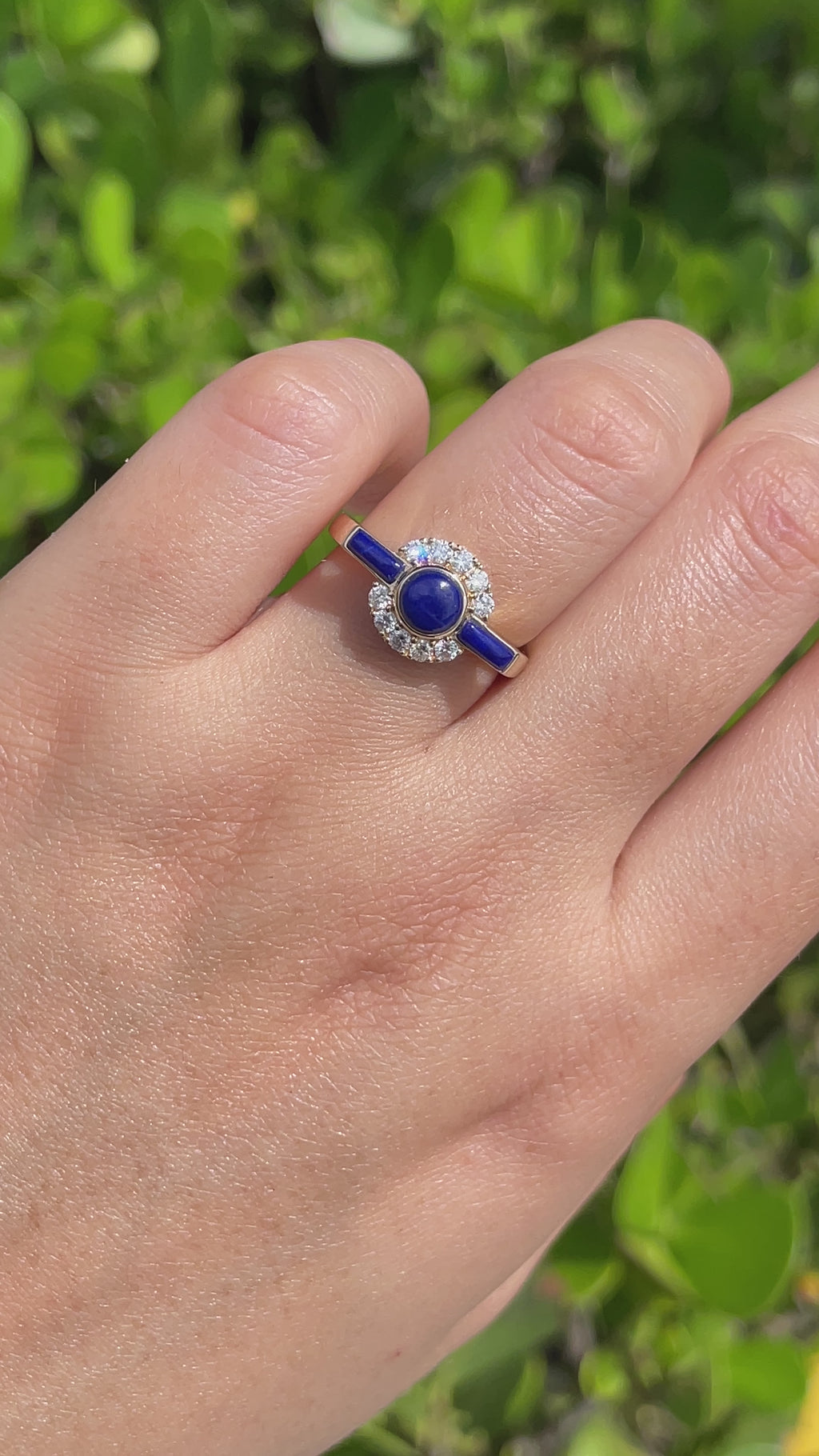 JAY FEDER 14K YELLOW GOLD LAPIS LAZULI DIAMOND RING