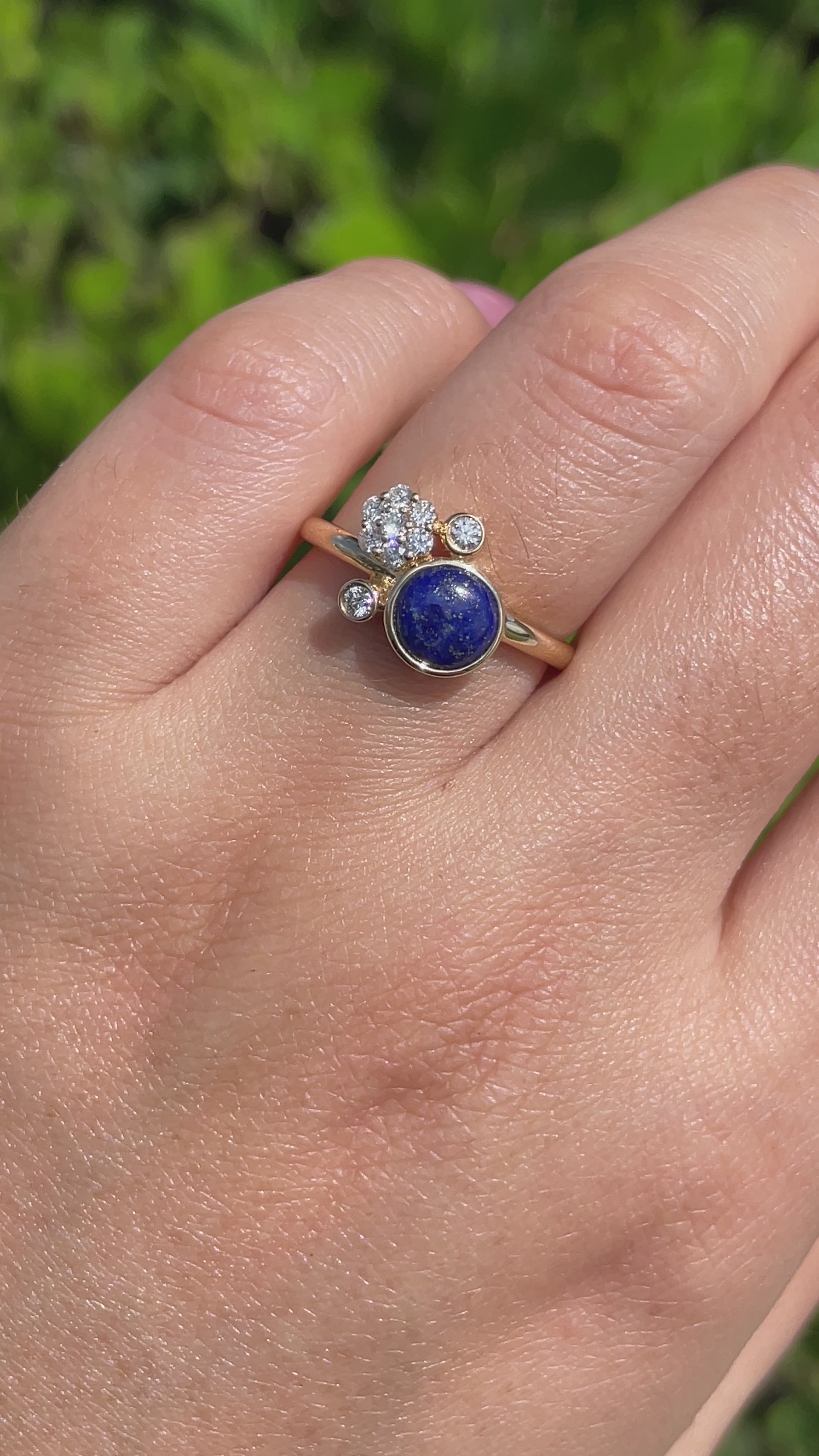 JAY FEDER 14K YELLOW GOLD LAPIS LAZULI DIAMOND RING