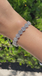 JAY FEDER 14K WHITE GOLD DIAMOND FLOWER TENNIS BRACELET