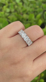 Jay Feder Platinum Emerald Diamond Eternity Band Ring