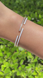 JAY FEDER 18K ROSE GOLD DIAMOND WHITE ENAMEL DOUBLE ROW BANGLE BRACELE…