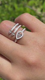 JAY FEDER 18K ROSE GOLD DIAMOND WHITE ENAMEL 3 ROW RING