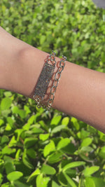 Jay Feder Silver Gold Plated Tourmaline ID Bracelet