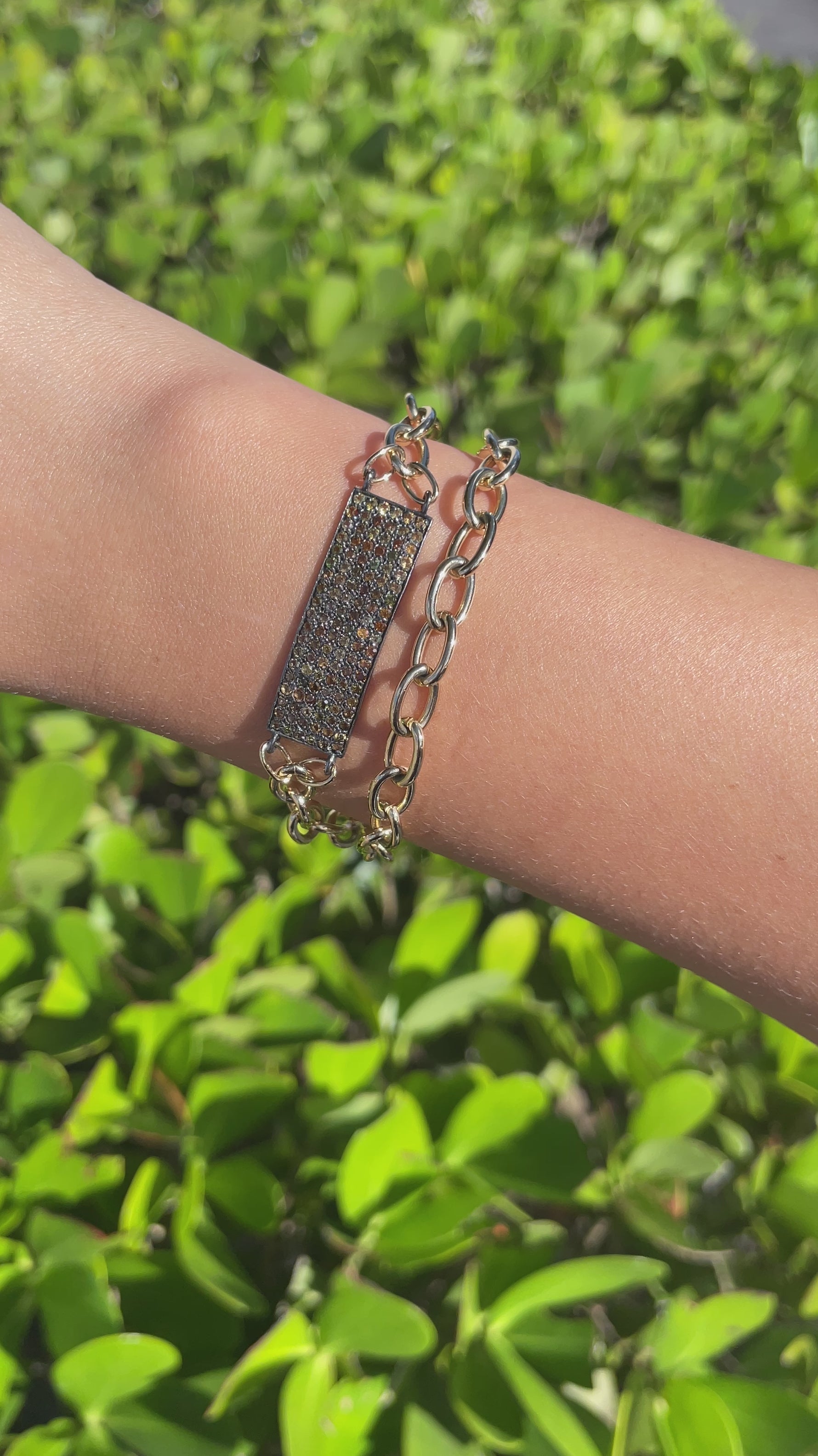 Jay Feder Silver Gold Plated Tourmaline ID Bracelet