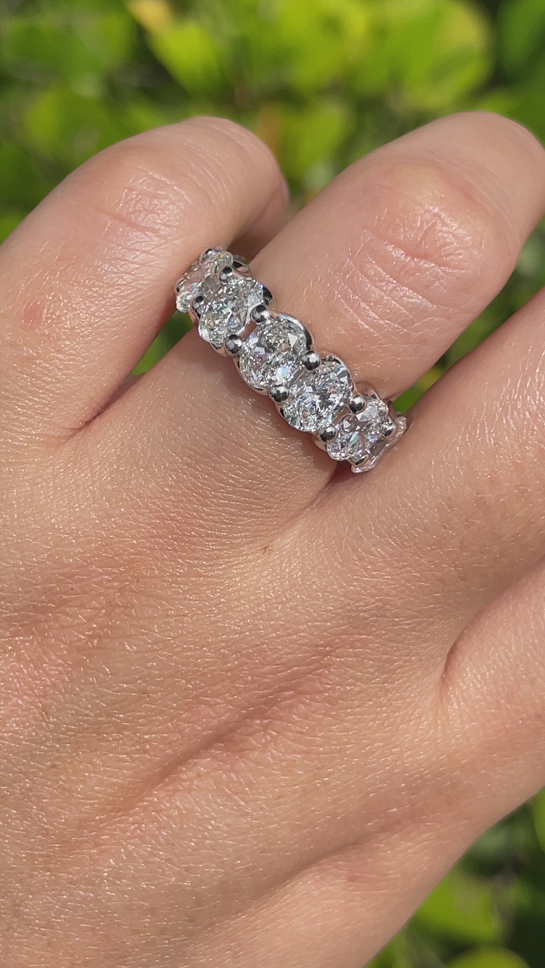 Jay Feder Platinum Oval Diamond Eternity Band Ring