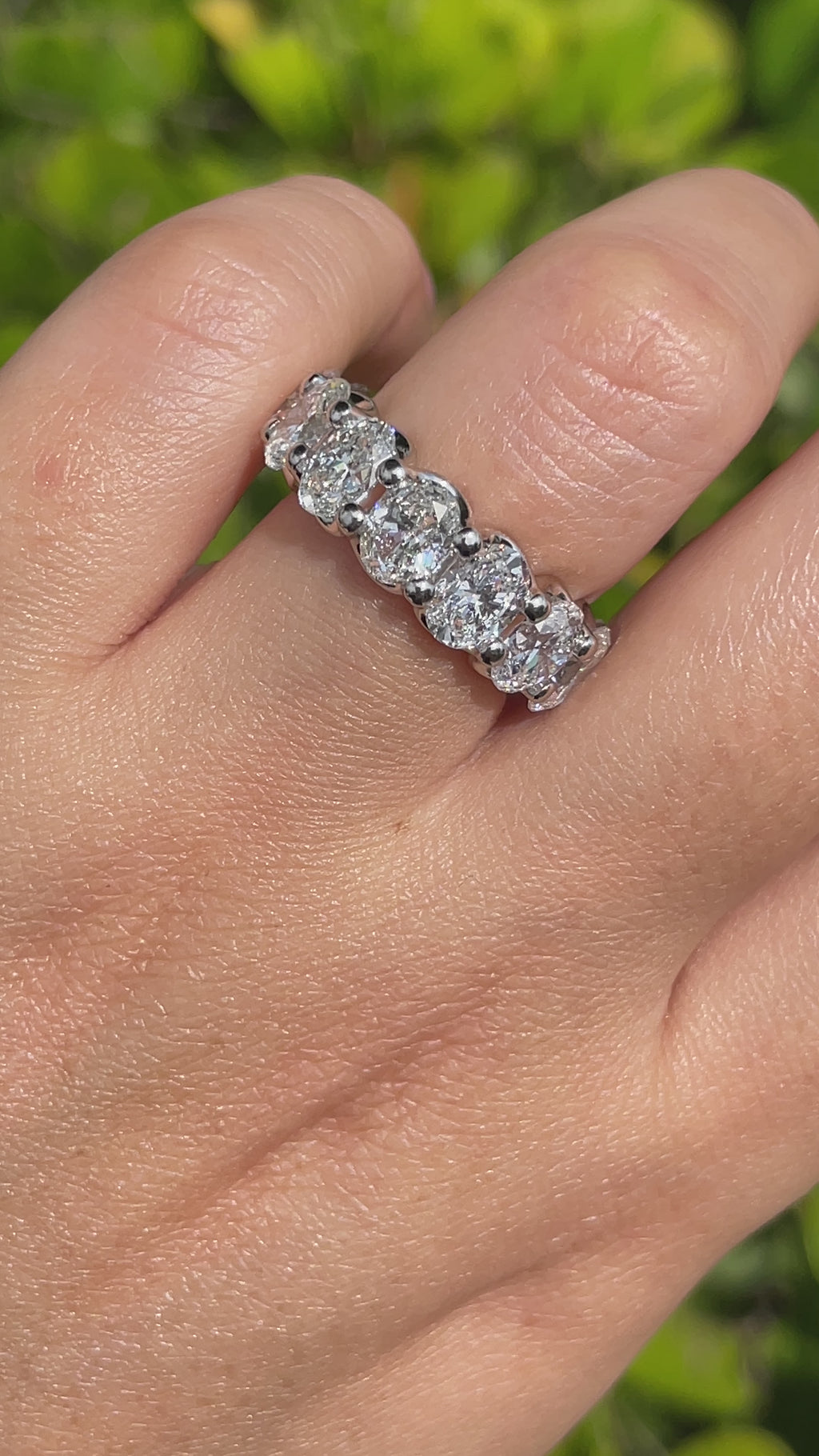 Jay Feder Platinum Oval Diamond Eternity Band Ring