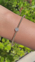 Jay Feder 18k Yellow Gold Diamond Flower Cluster Bangle Bracelet