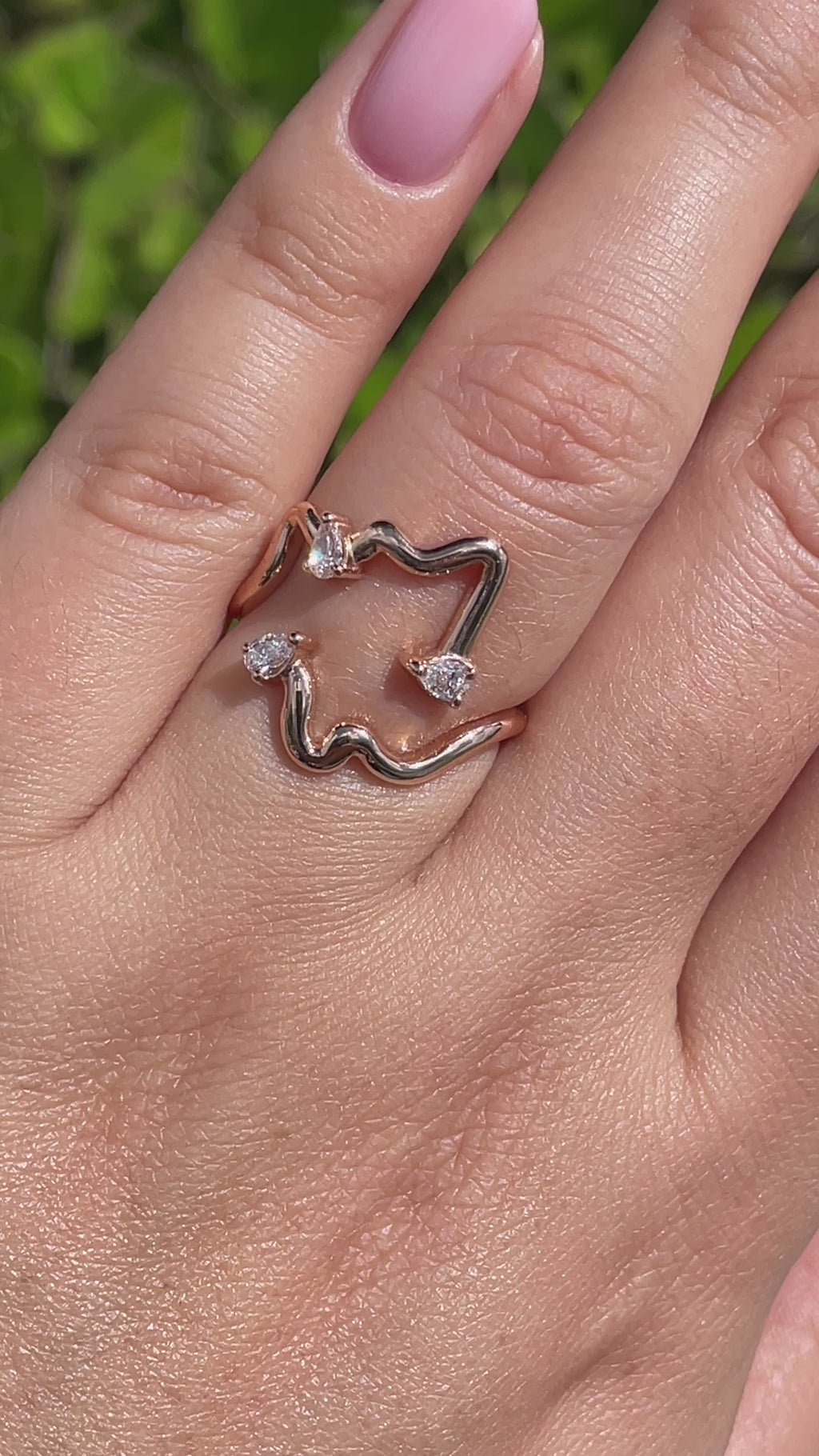 Jay Feder 18k Rose Gold Diamond Freeform Cocktail Ring