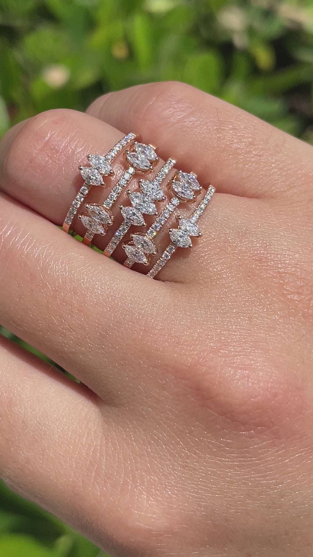 JAY FEDER 18K ROSE GOLD DIAMOND 5 ROW WIDE BAND RING