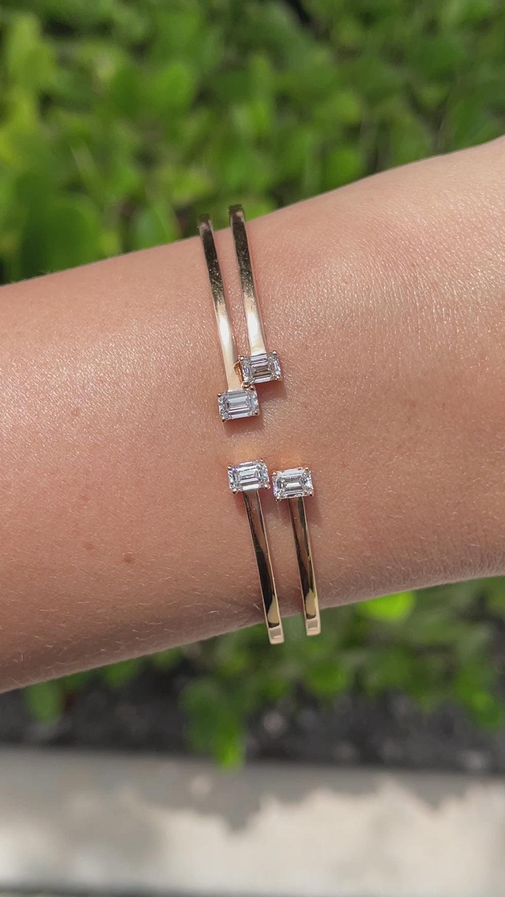 Jay Feder 18k Rose Gold Emerald Diamond Hinge Bracelet