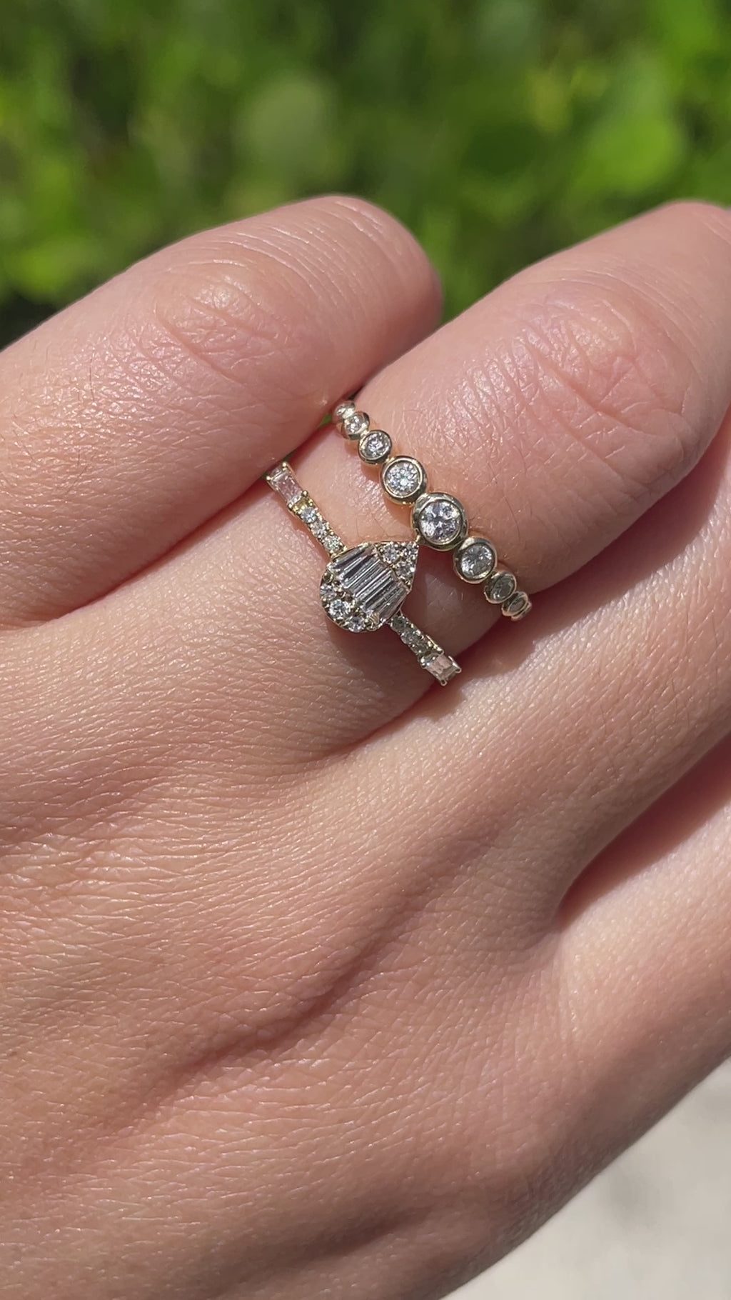 Jay Feder 14k Yellow Gold Diamond Pear Cluster Band Ring