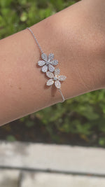 JAY FEDER 14K TWO TONE GOLD DIAMOND FLOWER STATION BRACELET