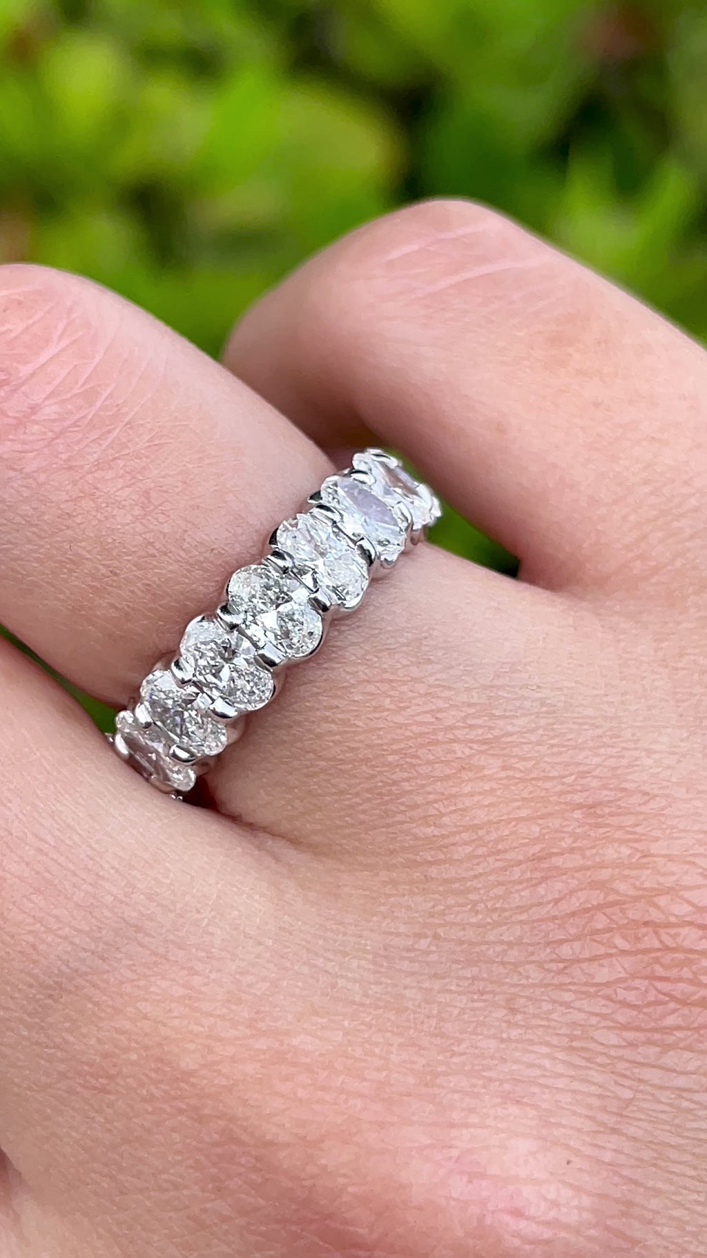 Jay Feder Platinum Oval Diamond Eternity Band Ring