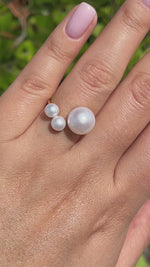 Jay Feder 18k Yellow Gold 3 Pearl Crossover Ring