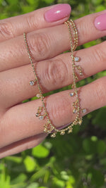 Jay Feder 14k Yellow Gold Diamond Drop Bead Necklace