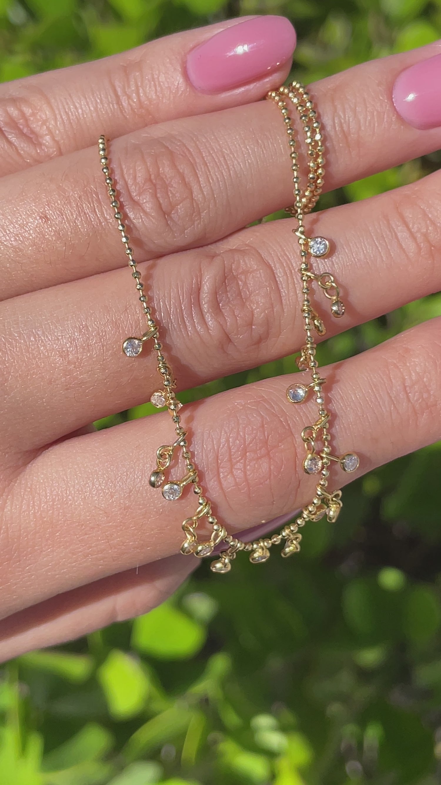 Jay Feder 14k Yellow Gold Diamond Drop Bead Necklace