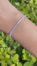 Jay Feder 14k White Gold Emerald cut Diamond Tennis Bracelet