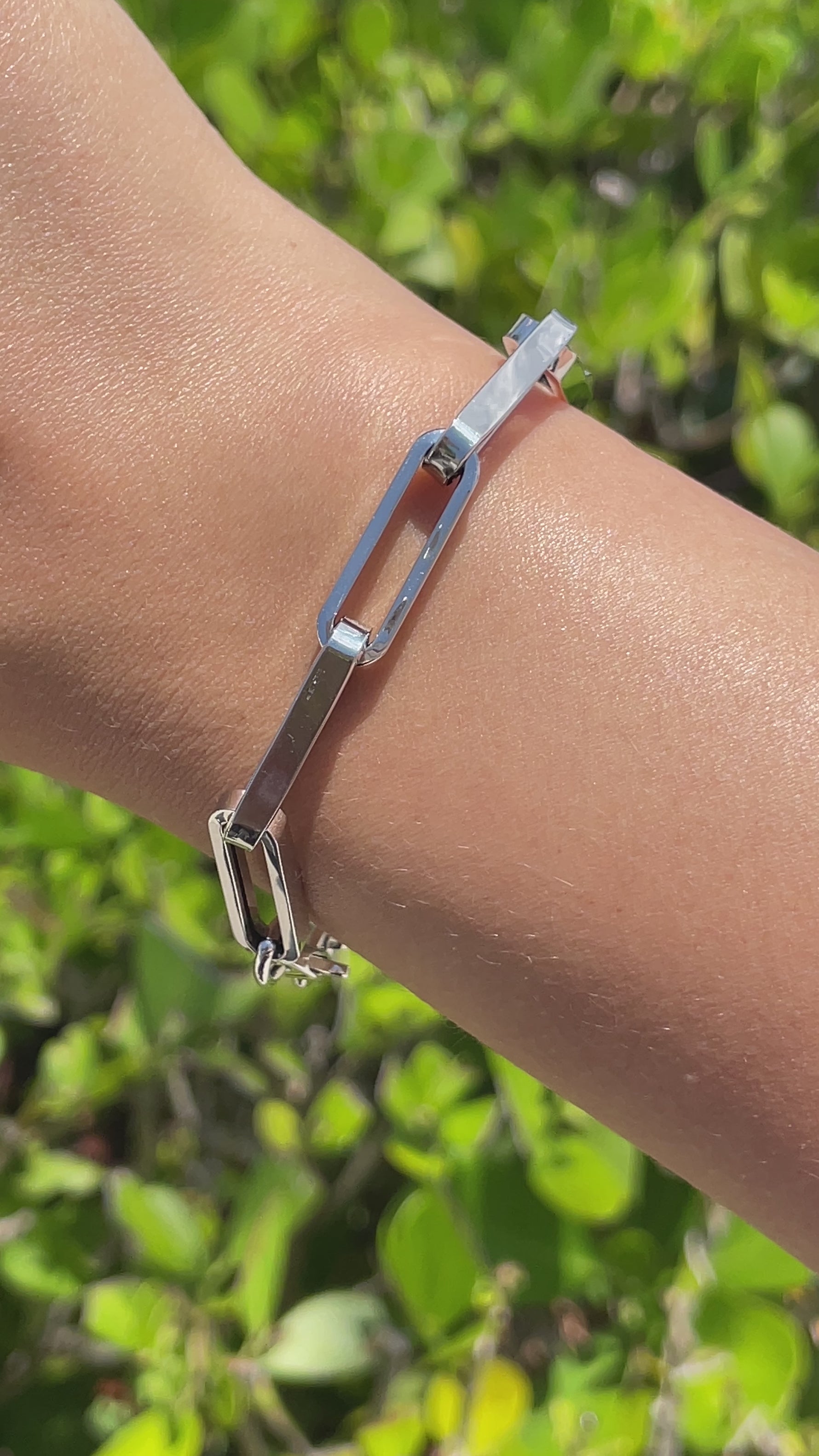 Jay Feder 14k White Gold Paperclip Chain Bracelet