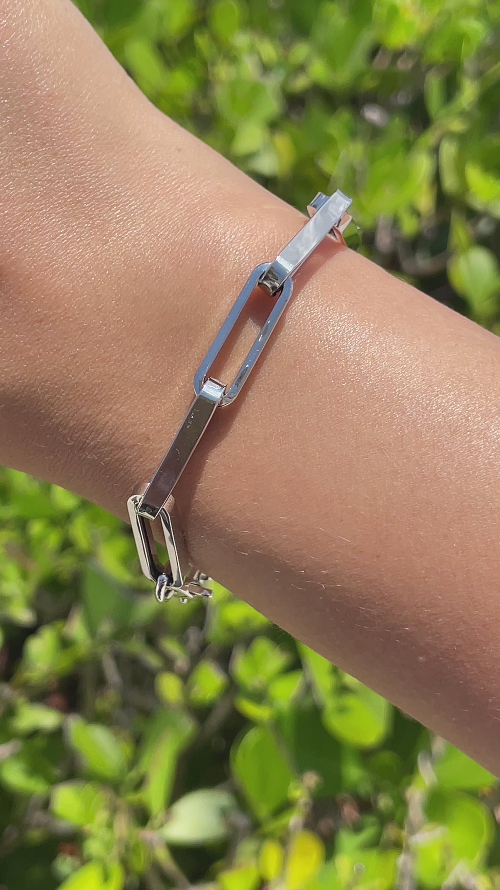 Jay Feder 14k White Gold Paperclip Chain Bracelet