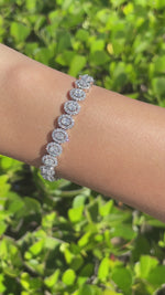Jay Feder 14k White Gold Diamond Oval Halo Tennis Bracelet
