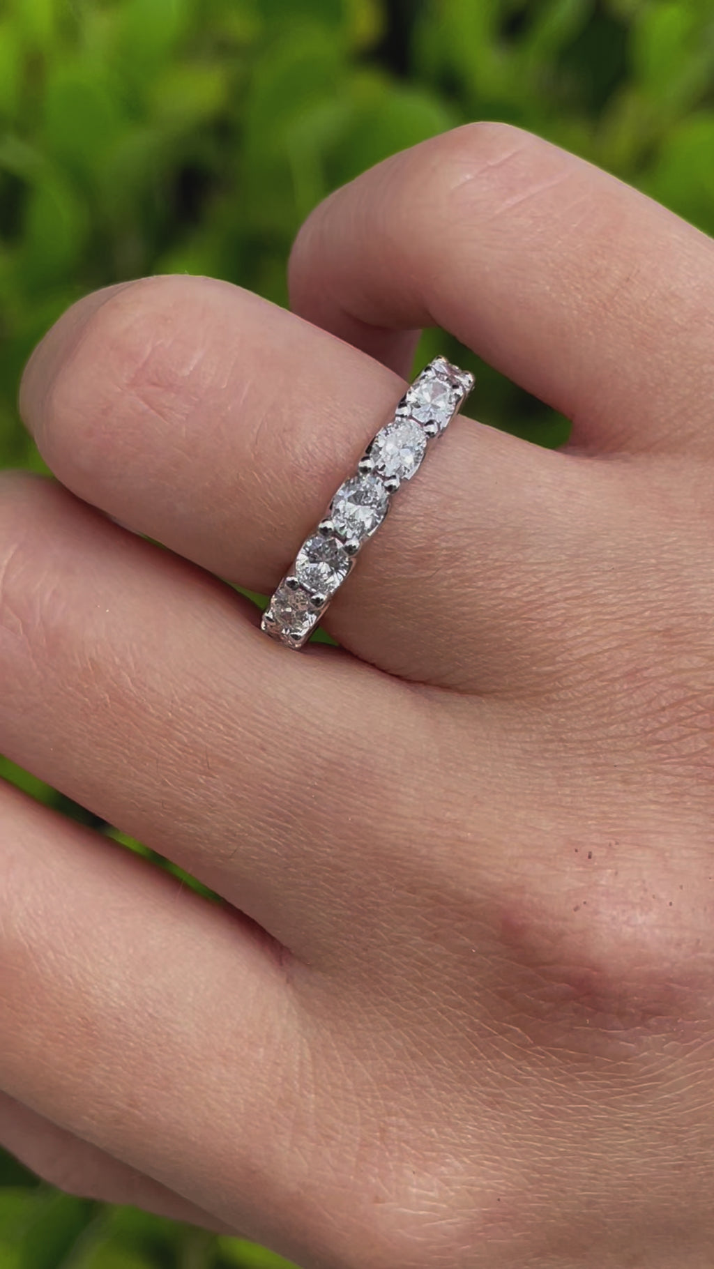 Jay Feder Platinum Oval Diamond East-West Eternity Band Ring