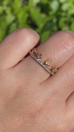 Khai Khai 18k Yellow Gold Yellow Sapphire Diamond Crown Ring