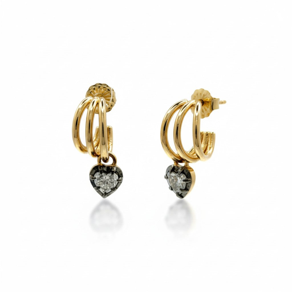 14K Yellow Gold Lab Diamond Heart Huggie Earrings – 1.50 CTW