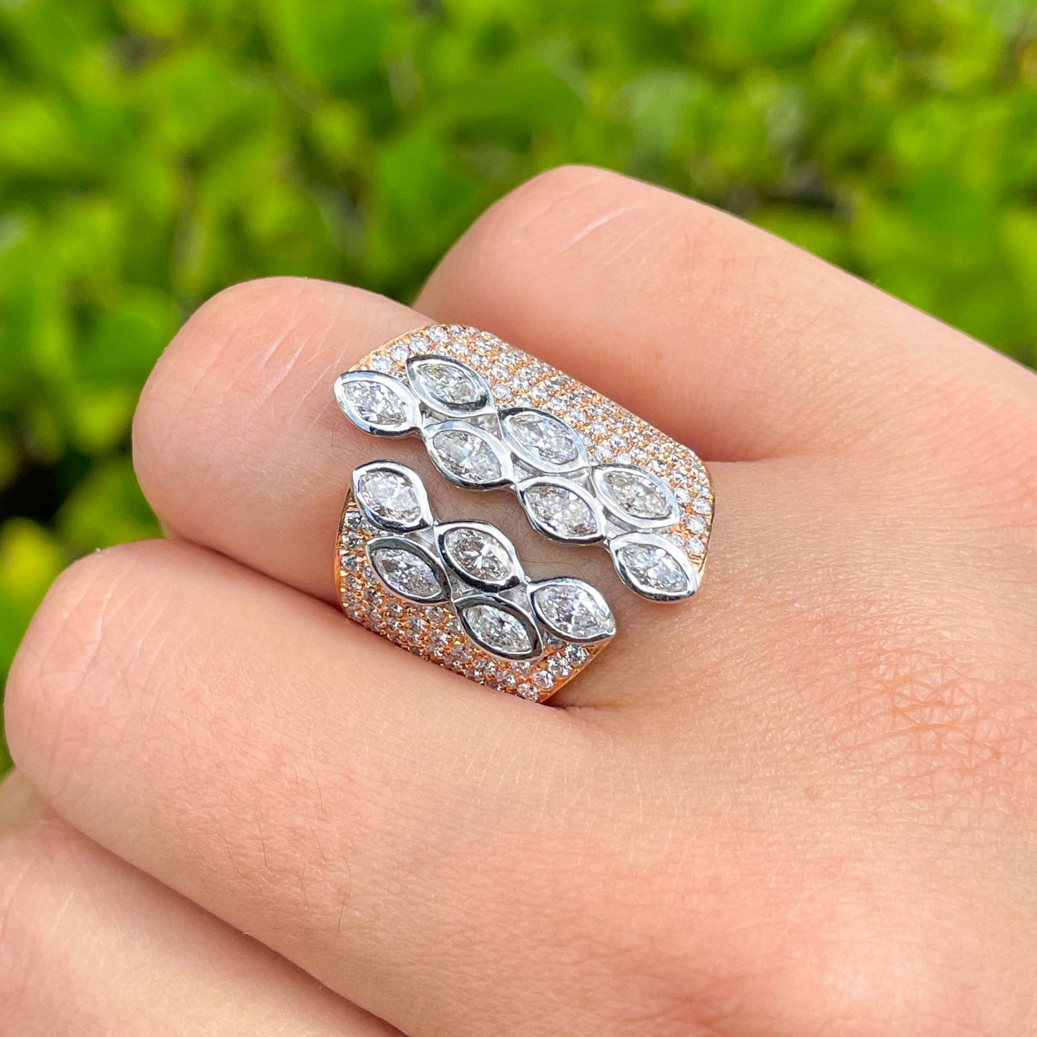 Jay Feder 18k Two Tone Gold Diamond Cocktail Ring