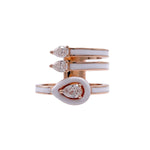 JAY FEDER 18K ROSE GOLD DIAMOND WHITE ENAMEL 3 ROW RING